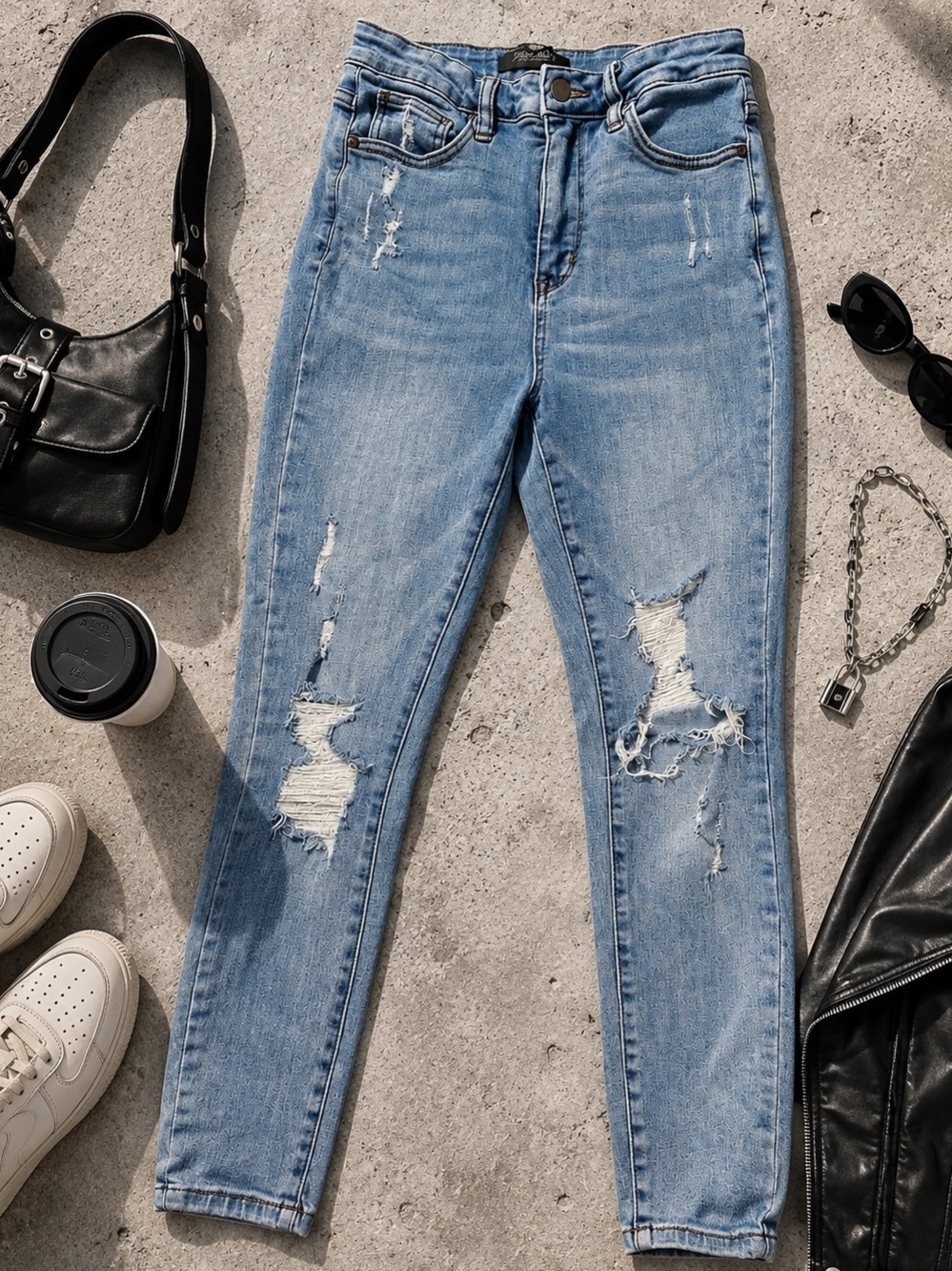Judy Blue High Rise Distressed Skinny Jeans Women's Size 7/28 Light Wash